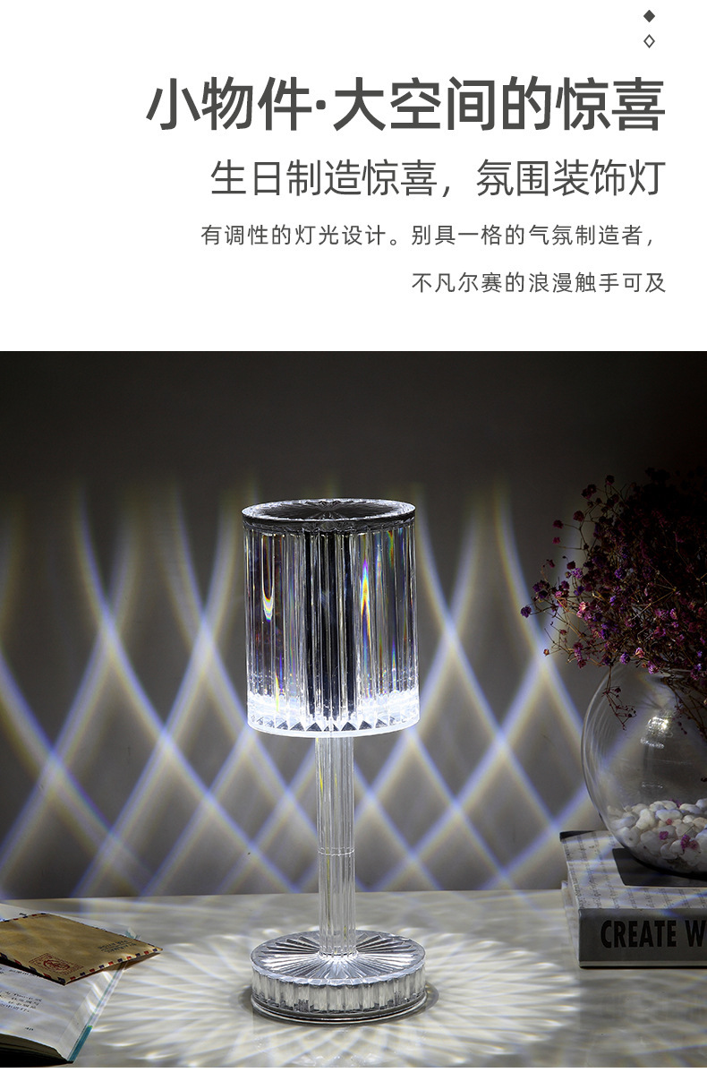 Cross-border Gatsby crystal table lamp, Spanish ambient light, hotel diamond romantic and warm led display piece pic 8