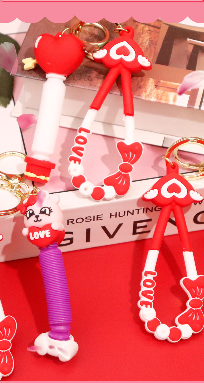 新款情人节系列伸缩拉管解压钥匙扣创意包包汽车挂饰可爱公仔现货详情4