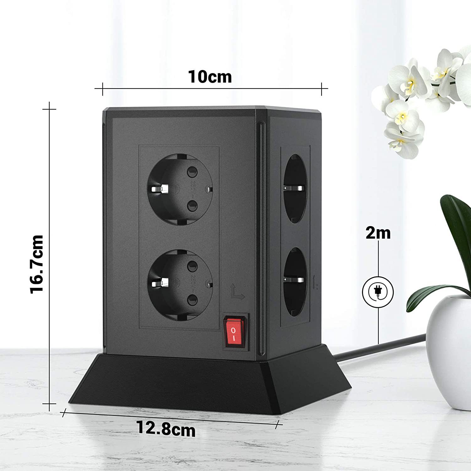 European standard tower socket, vertical socket with USB charging socket, multi-functional socket and creative socket desktop socket pic 2