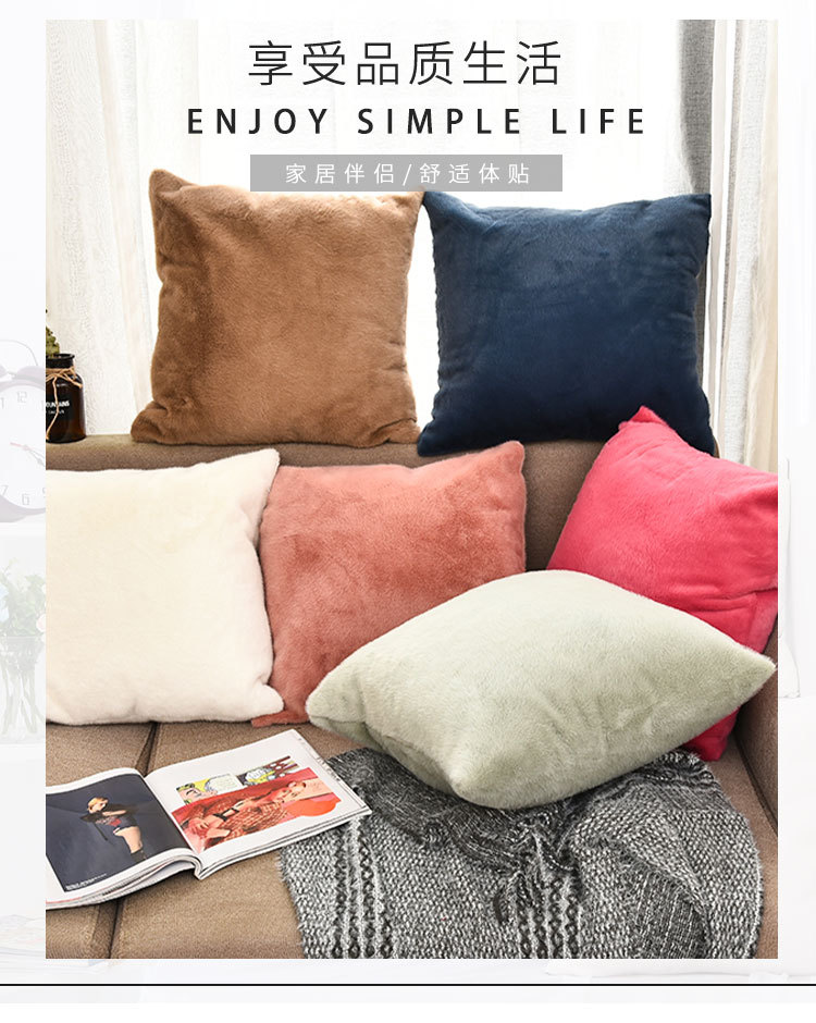 Modern and simple mink fleece pillowcase, solid-color throw pillow, sofa pillow, waist cushion, nap home decoration pic 15