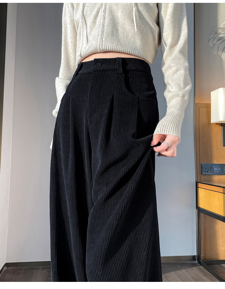 【高品质】欧棉绒阔腿裤秋冬新款加厚女高腰宽松爆款雪尼尔休闲裤详情20
