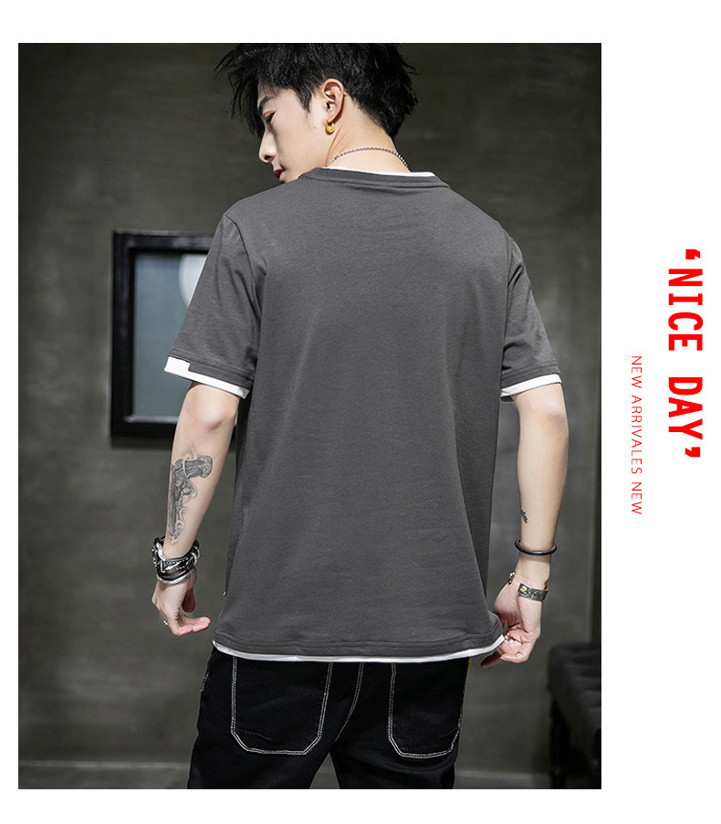 Short-sleeved T-shirt for men, Korean style, summer loose cotton T-shirt, cross-border new style, student bottom layer, half-sleeved shirt pic 20