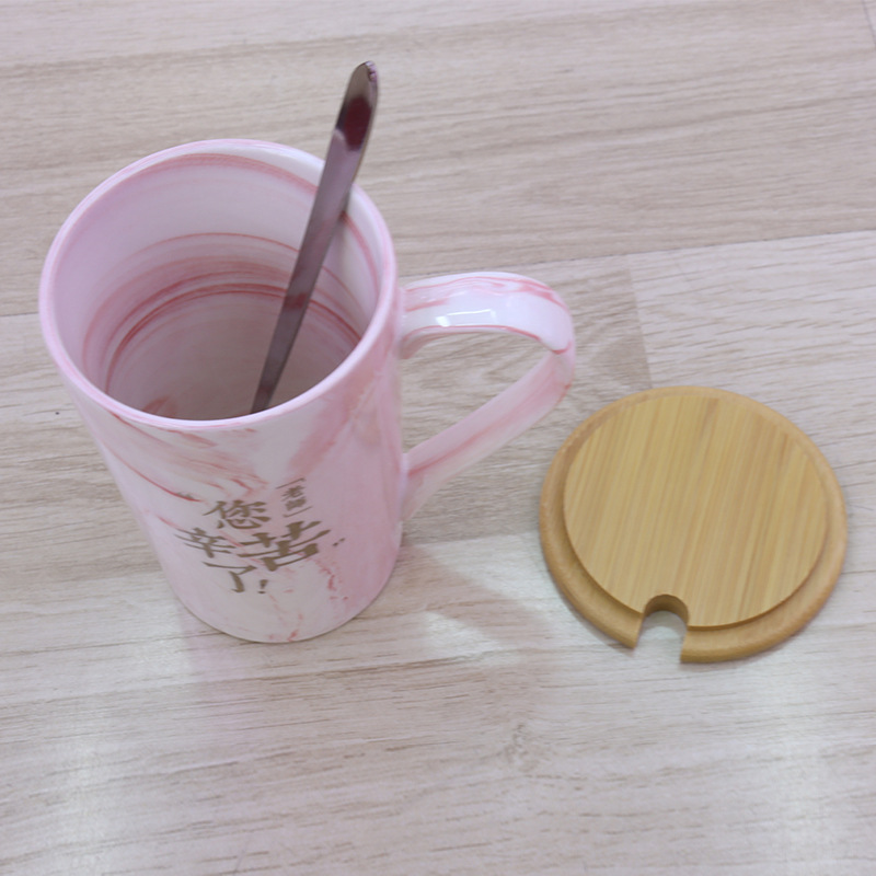 教师节礼品大理石纹陶瓷咖啡杯镀金老师您辛苦了字样竹盖大容量水杯家用办公个人商务礼品毕业季送老师的礼物支持做客logo详情2