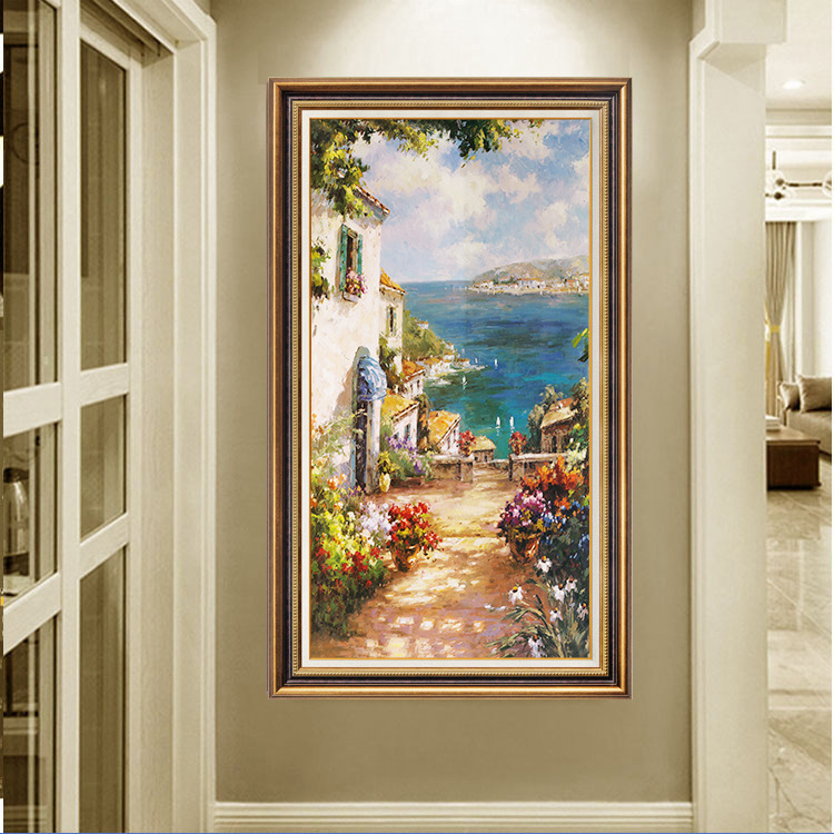 American-style entrance foyer hanging paintings, modern art, European-style vertical corridor and passageway decorative paintings, grand murals, large size pic 44