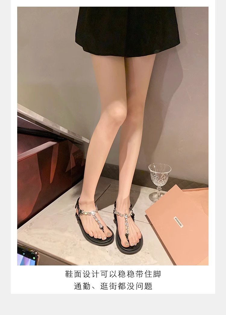 葡萄妈闪闪水钻~罗马风平底绳结百搭夹趾外穿人字拖凉鞋女夏季款详情19