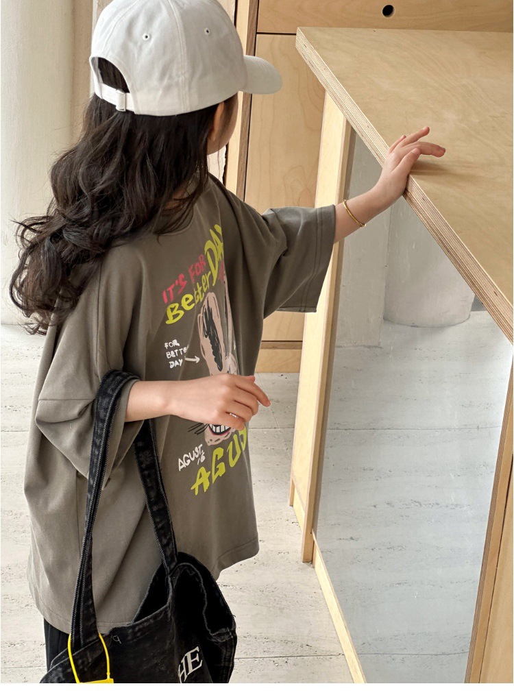 儿童短袖t恤女童夏装2025新款男童半袖体恤宽松休闲卡通洋气上衣详情42
