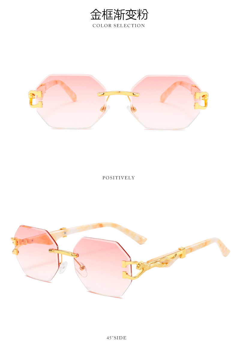 新款时尚复古木纹豹子镜腿墨镜男方框休闲街拍猎豹装饰太阳镜详情16