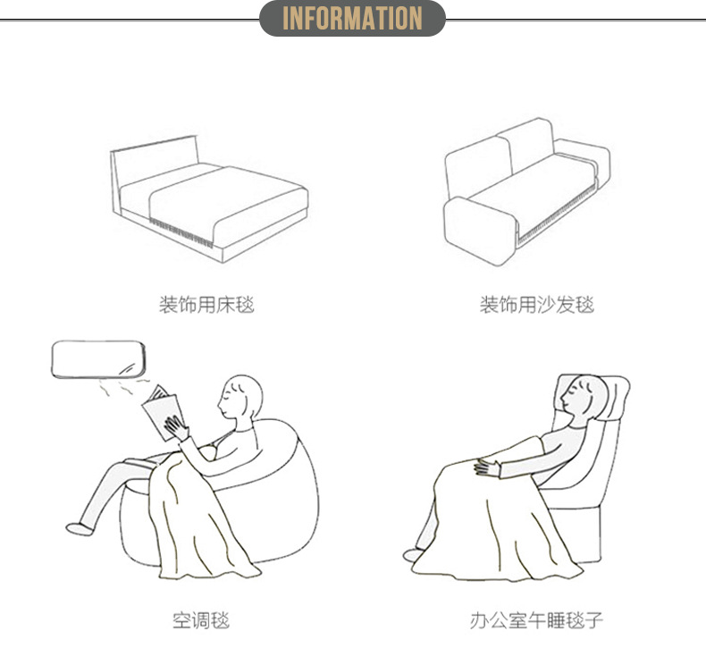 华夫格沙发盖毯针织毯办公室空调午休毯披肩毯休闲毯床盖毯小毛毯详情22