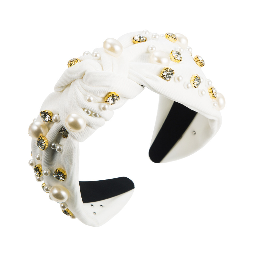 A new wide-edge stud headband with large and small pearls, a Korean-style knotted hair accessory that exudes elegance and pressure pic 28