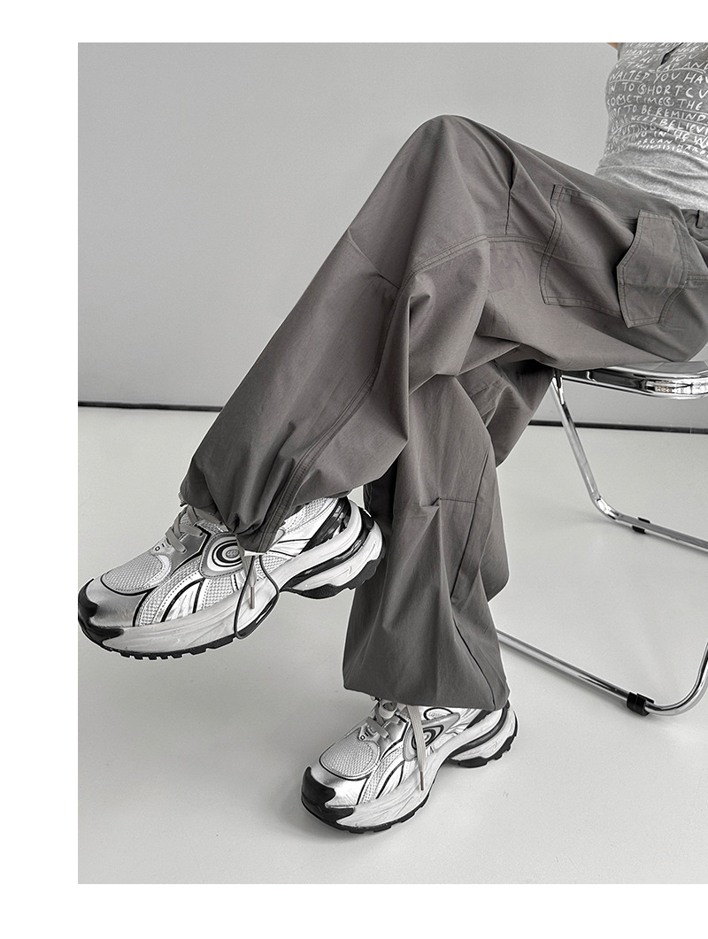 美式白色工装裤女夏季薄款潮流百搭宽松显瘦束脚休闲裤高腰运动裤详情21