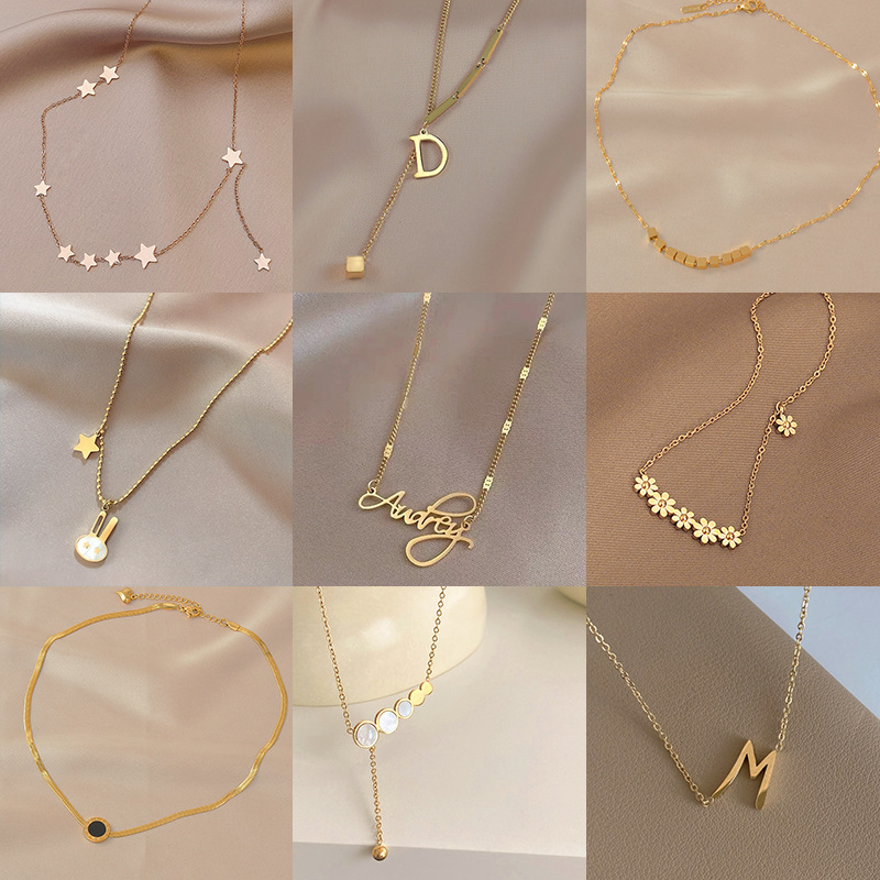 Titanio acero collar mujer inglés número mariposa pequeña cintura bruta clavícula gargantilla influencers en vivo el mismo estilo no se pierde color accesorios marea pic 16
