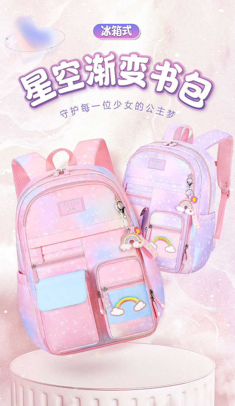 Wholesale of lightweight backpacks for boys and girls in the first grade, cute backpacks for girls, children and primary school students pic 1