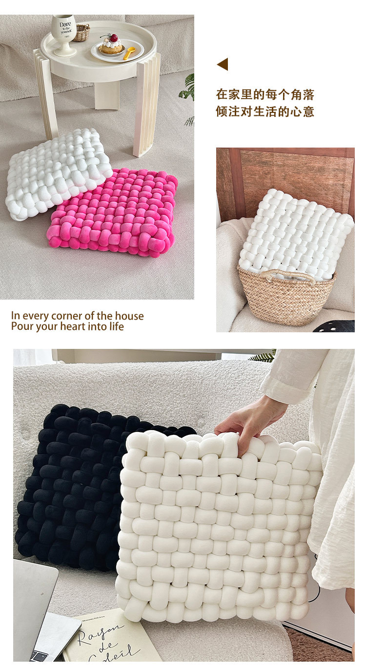 跨境抱枕精致小方形编织椅垫坐垫沙发靠背毛绒靠枕装饰飘窗垫详情4