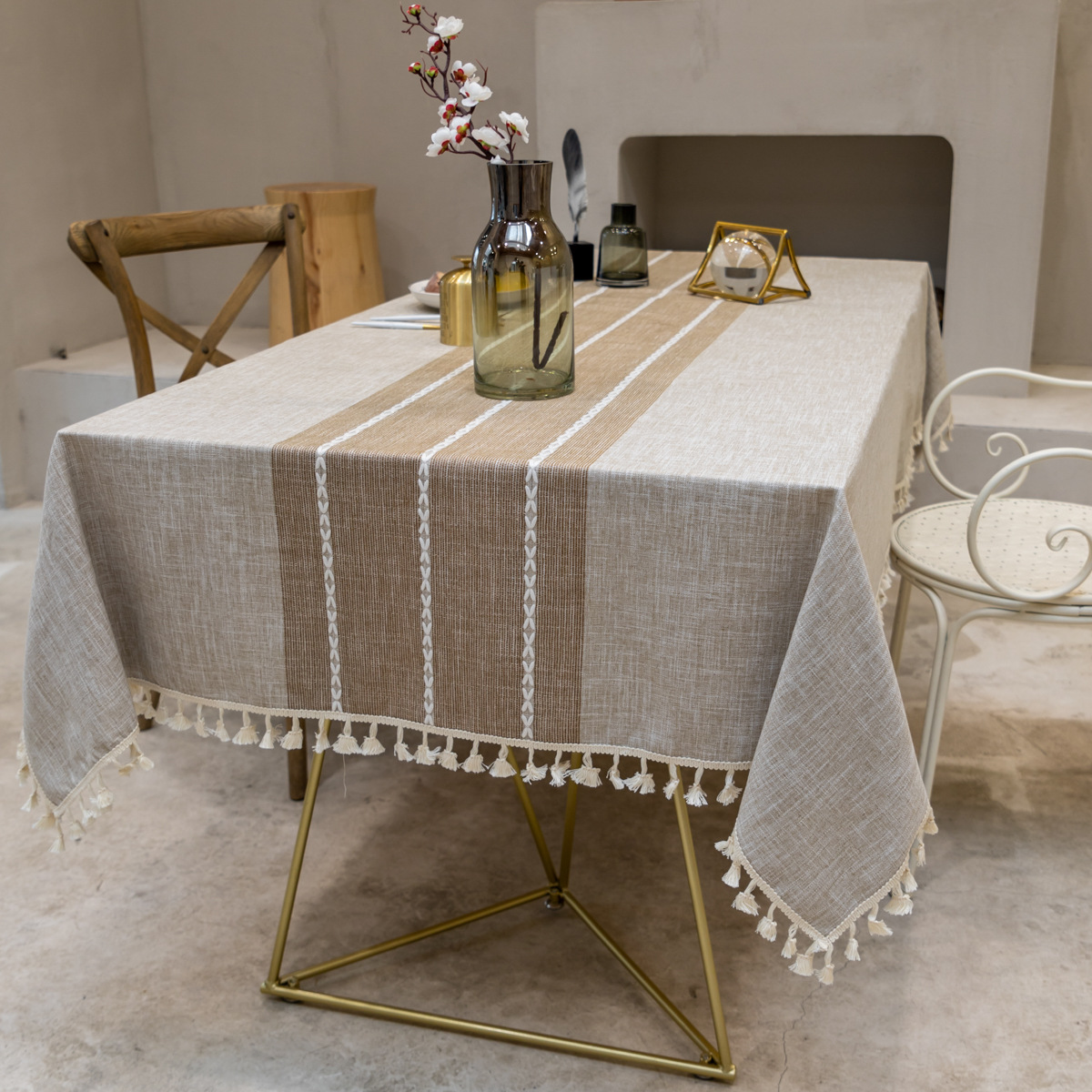 Cross-border home textile cotton and linen embroidered tablecloth, party dust-proof, Christmas festival, kitchen, banquet and gathering bestseller tablecloth pic 7