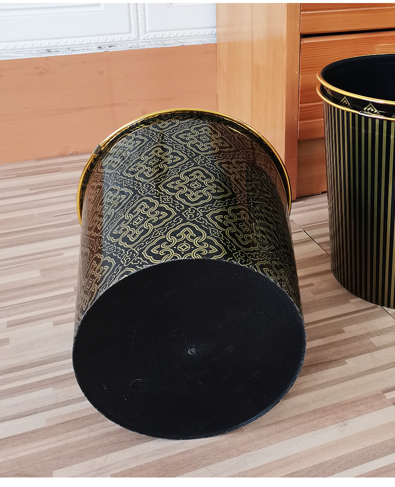 Golden Edge trash can, household kitchen and bathroom garbage storage plastic trash can, wastebasket pic 9