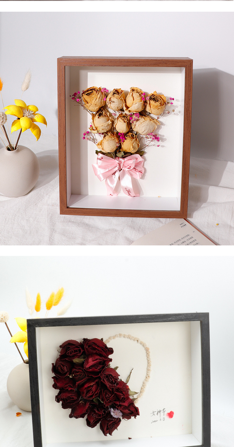 Wholesale of three-dimensional hollow dry flower photo frames, 68-inch and 10-inch A4 and A3 handmade paper rose framing, light picture frame factory pic 12