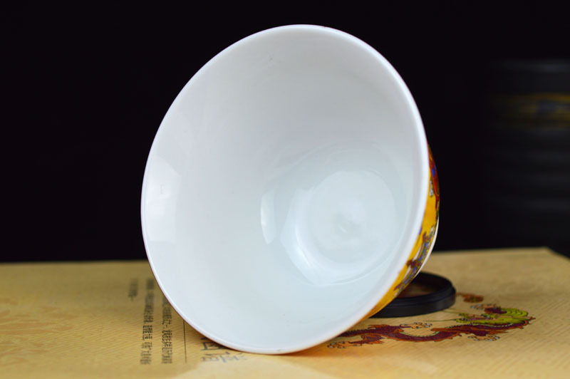 厂家供应3.6寸双龙八吉祥藏式陶瓷碗特色民族碗酥油茶碗 仿古贡碗详情6