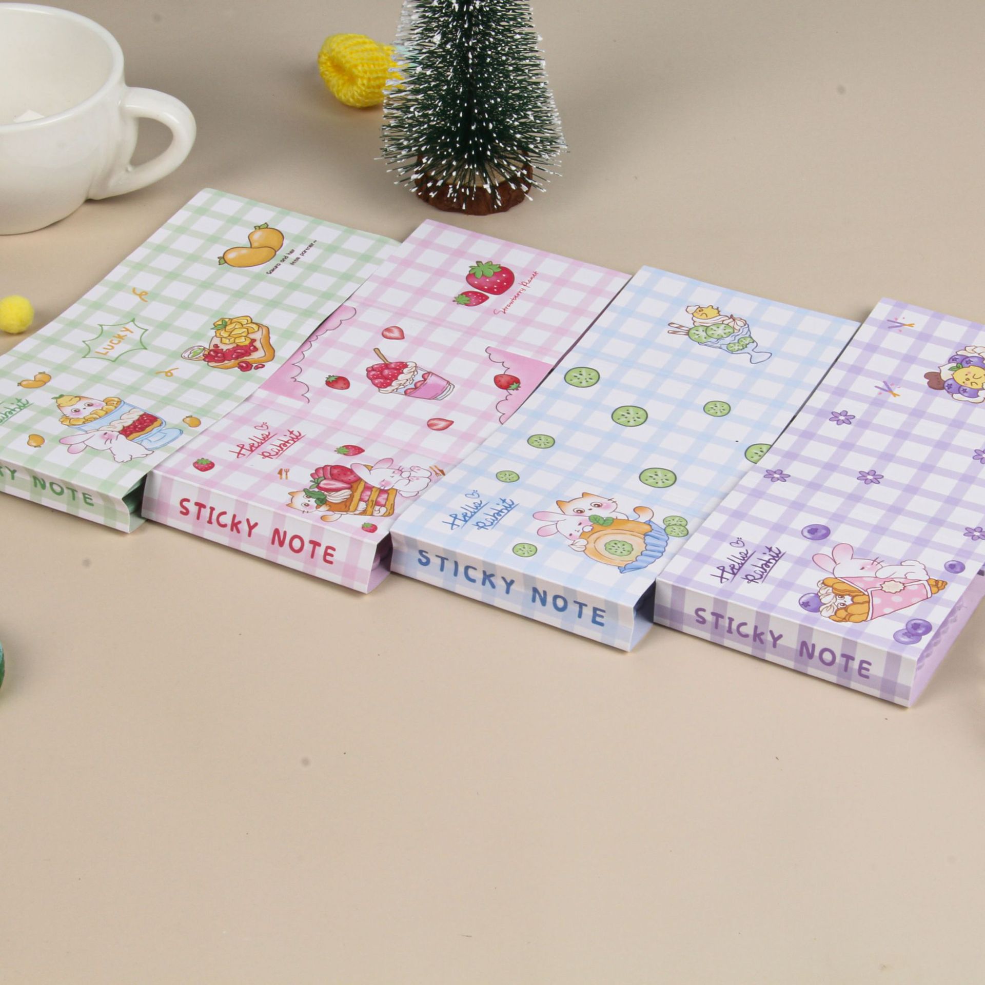 Customized creative cartoon sticky notes, cat and rabbit combination sticky notes, custom-made cute sticky note stickers, wholesale index stickers pic 6