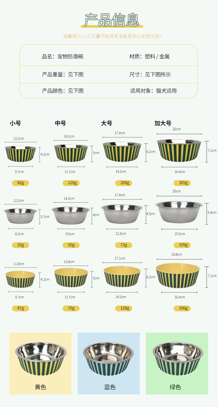 跨境狗碗宠物碗猫碗猫咪狗狗饮水狗盆防滑喂食狗食盆宠物用品详情1
