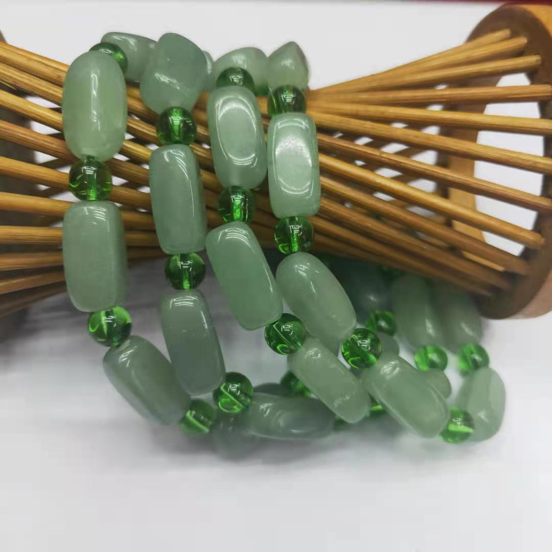 Factory wholesale of natural Dongling jade rectangular irregular combination bracelets, diy green Dongling bracelet jewelry and accessories pic 7