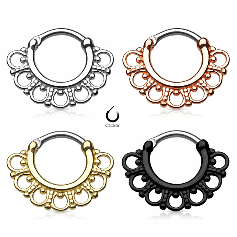 Tribal Fan Septum Clicker 316L