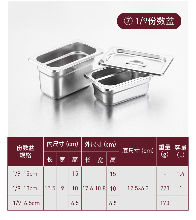 07 Thick American-style serving basins, stainless steel serving plates, buffet serving basins, hotel thickened with LIDS, full-specification wholesale stainless steel food buffet GN pan serving basins pic 17