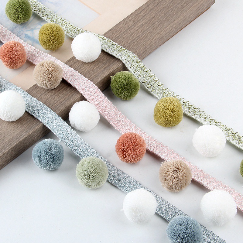 Curtain lace, three-color bayberry balls, side edge, European lace edge, sofa accessories, decorative parts, spliced black pic 23