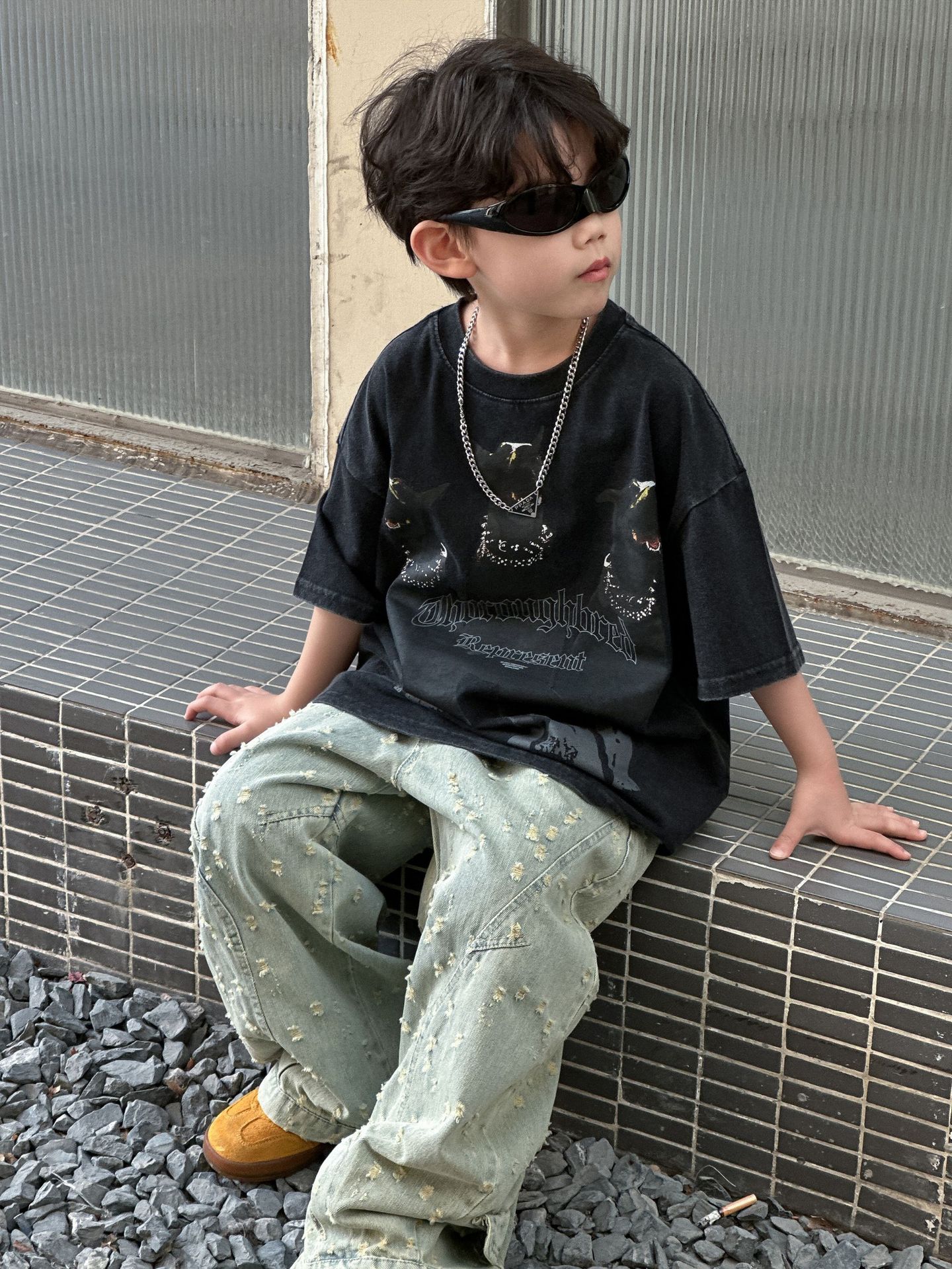 儿童卡通纯色T恤2025夏季新款男童韩版洋气上衣中小童夏装短袖潮详情4