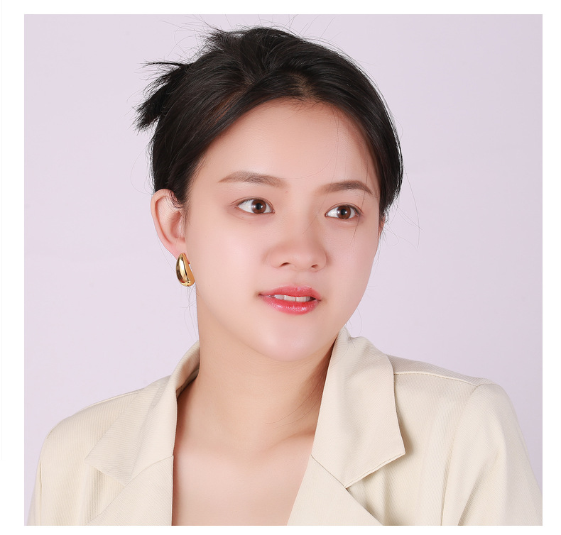 水滴状金色耳环欧美时尚法式新款女vintage耳饰中古饰品一件代发详情17