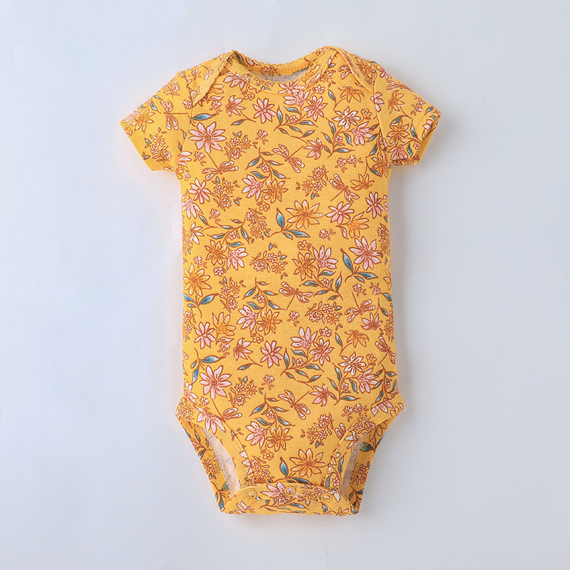 Summer short-sleeved triangular khaki for newborns, cute five-piece set for boys and girls, one-piece suit and crawling suit pic 16