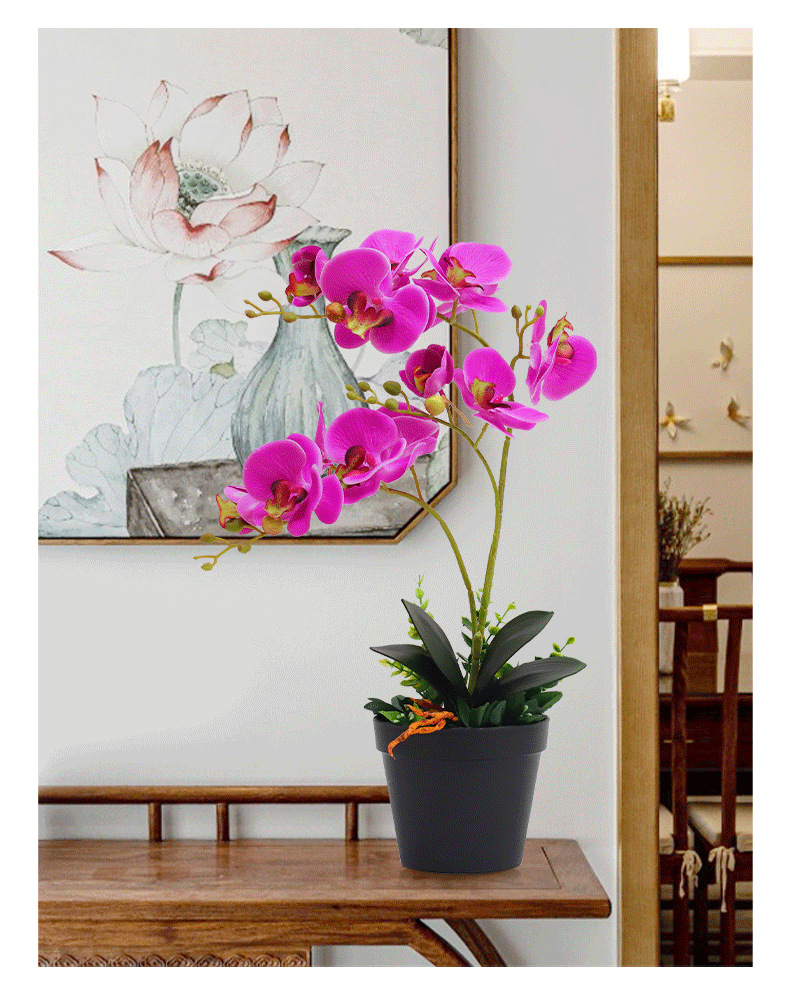 Artificial flower ornaments, artificial Phalaenopsis small potted plants, artificial flowers, living room table decorations, decorative flowers and green plants wholesale pic 7