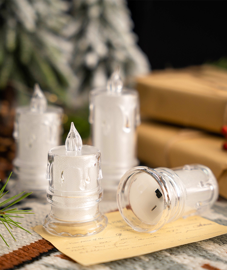 Electronic candles, LED crystal luminous candle lamps, simulated fake candles, proposal and birthday decoration, transparent tear candles pic 9