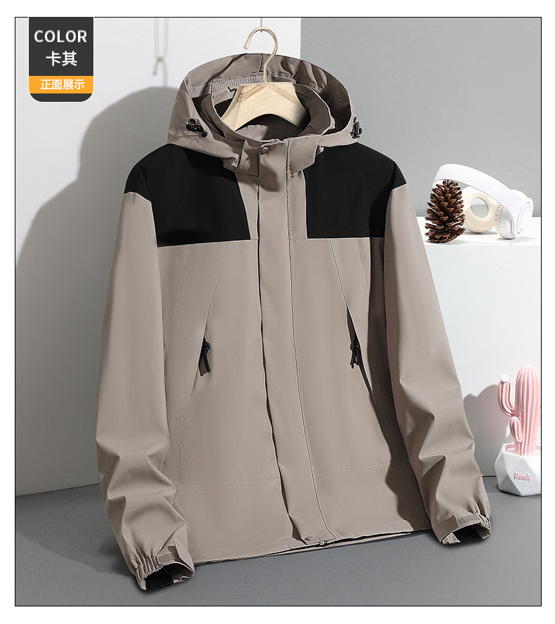 冲锋衣外套男士春秋季2024新款潮牌防水拼接上衣服连帽夹克可拆卸详情21