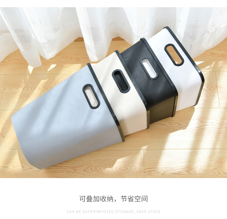 Square trash can, household living room, bathroom, kitchen, bedroom, toilet, office, Nordic dry and wet classification with pressure ring pic 15