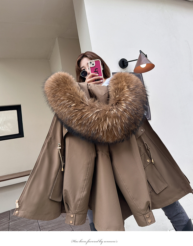 The real photographer overcomes the short and petite girl with a detachable inner liner made of rex rabbit fur 貉子 fur collar haining fur coat for winter pic 29