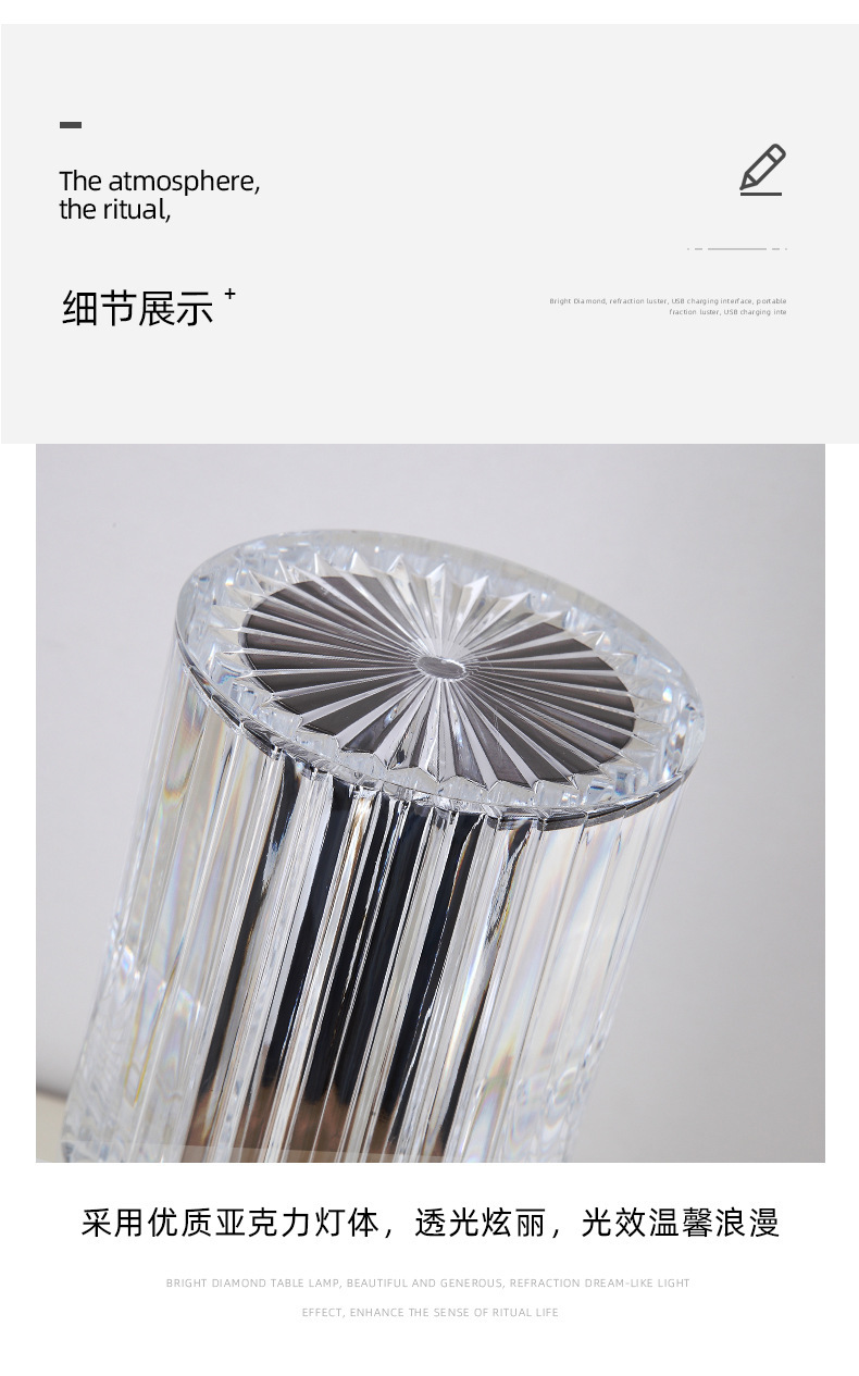Cross-border Gatsby crystal table lamp, Spanish ambient light, hotel diamond romantic and warm led display piece pic 15