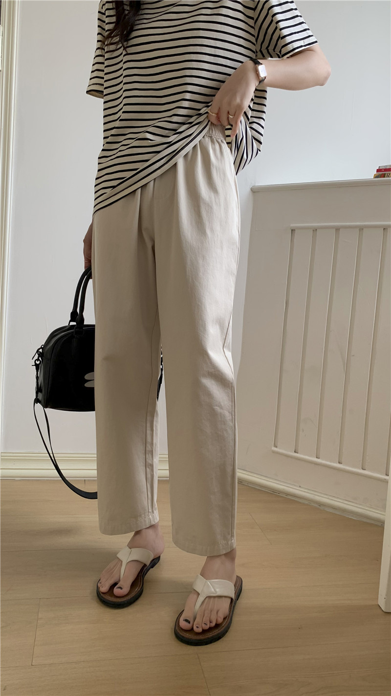 （花苞奶奶裤）百搭裤子夏季舒适松紧高腰宽松显瘦女休闲裤详情5