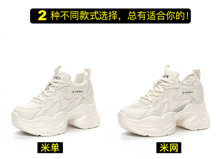 2024春季女鞋新款内增高休闲老爹鞋小白鞋单坡跟松糕厚底网鞋潮详情2
