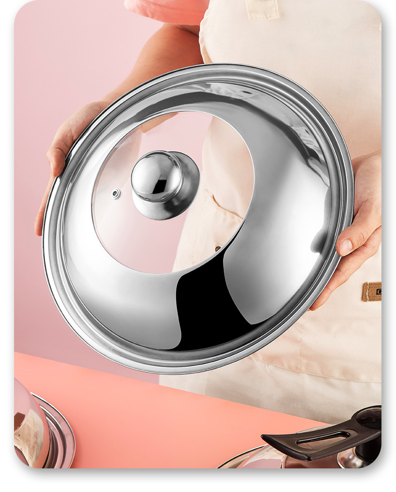 Factory wholesale stainless steel pot LIDS, wok visual combination LIDS, large pot LIDS, household flat-bottomed stir-frying pot LIDS, consignment pic 27