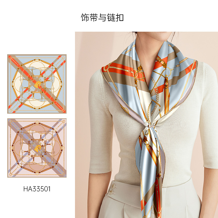 Double-sided digital silk large square scarf 90cm, Chinese style scarf, heavyweight 16mm mulberry silk scarf processing on behalf of others pic 21
