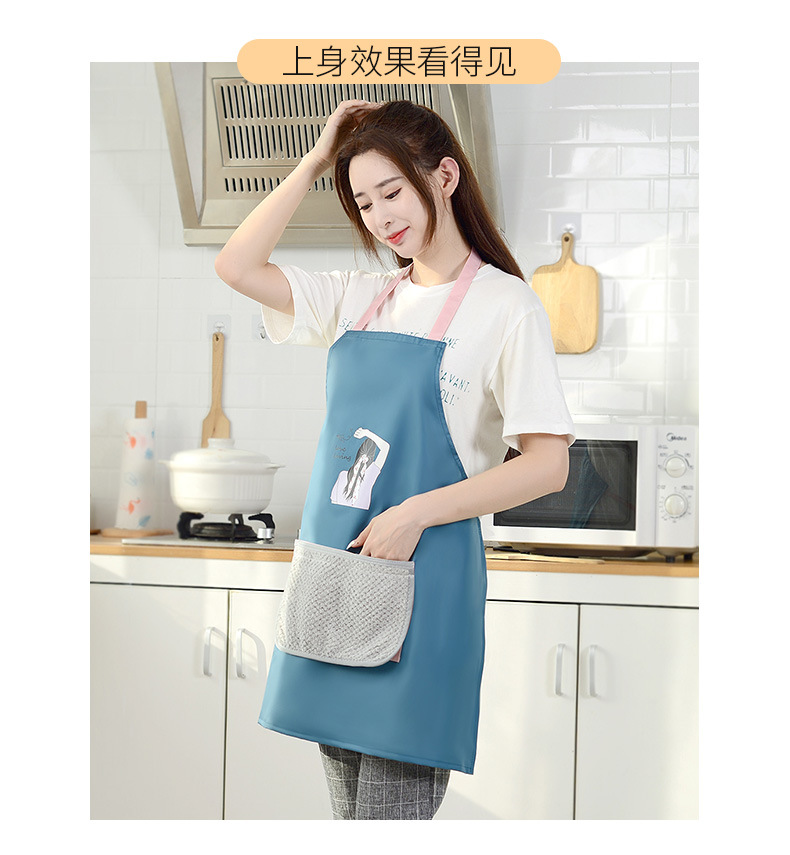 Kitchen apron, household waterproof and oil-resistant, Japanese-style hand-drying apron, Korean-style cover-up, dust-proof, cute and fashionable waistband pic 10