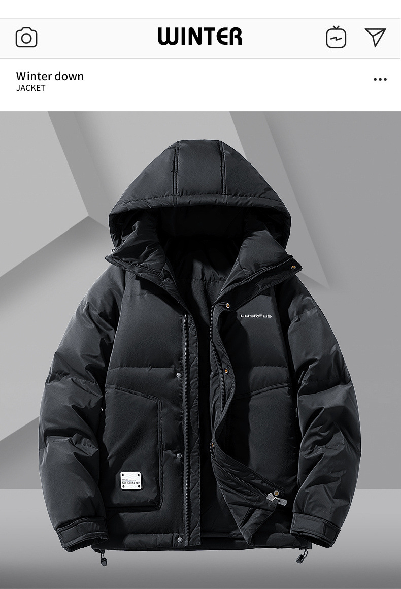 2023年冬季白鸭绒新品高品质羽绒服男韩版宽松短款外套男女同款详情1