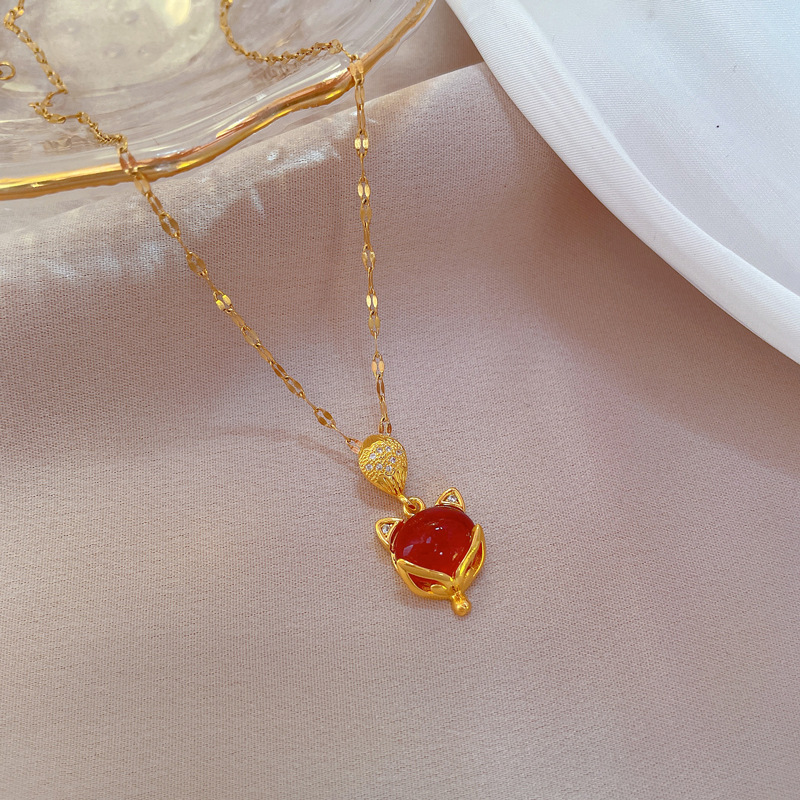 【钛钢】网红爆款小狐狸项链狐狸吊坠抖音快手同款女锁骨链详情5