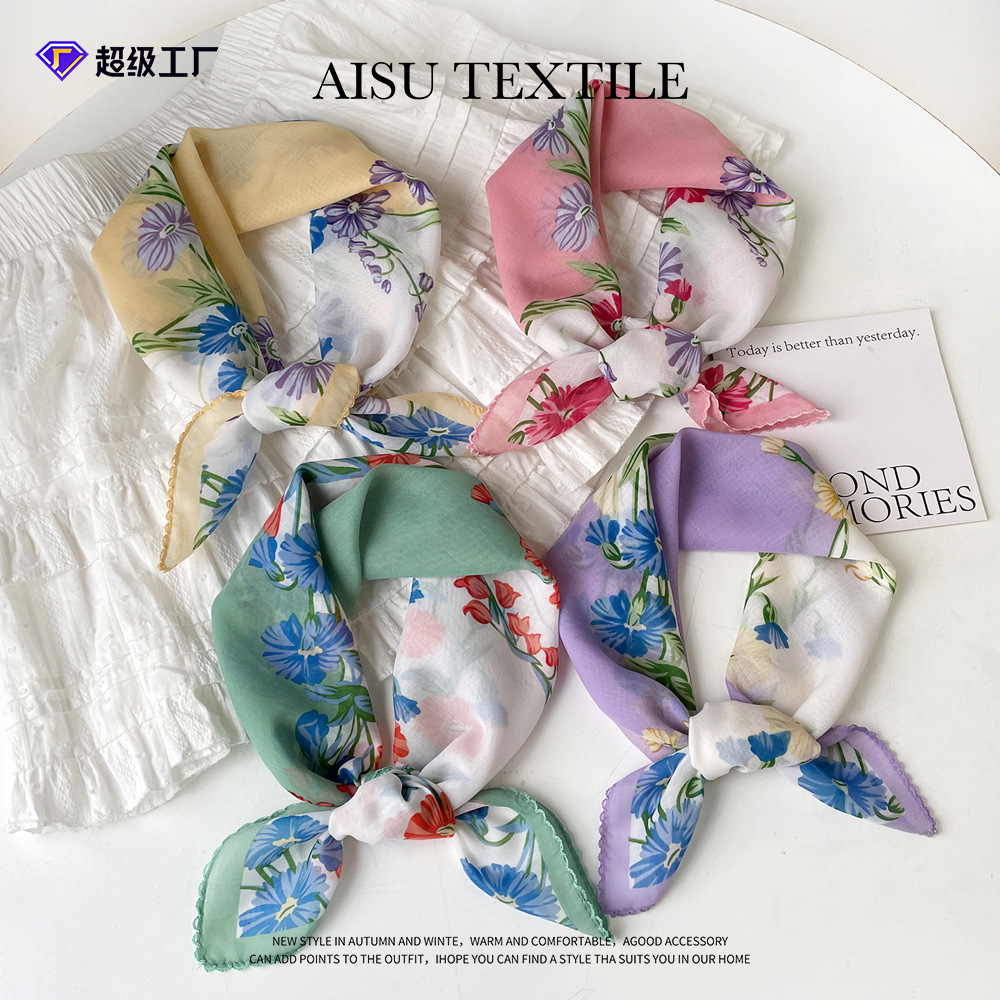 国潮中式山水丝巾方巾高级感高档香云纱装饰围脖夏季防晒披肩现货批发详情9