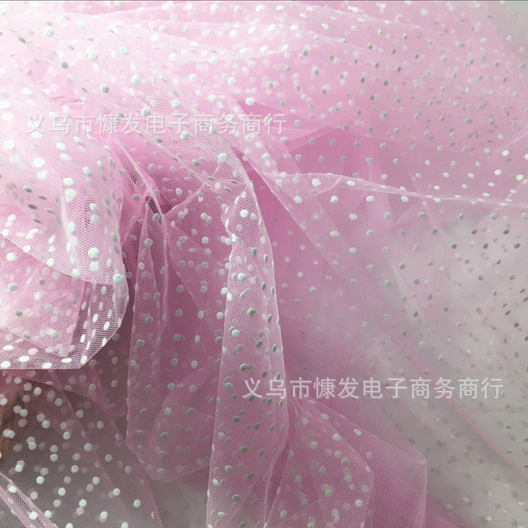 Medium-hard diamond-shaped white dot flocking black dot American mesh fabric, DIY puffy skirt, tulle and headwear, polka dot fabric pic 3