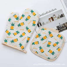 Best-selling Japanese-style apron for home kitchen, waterproof and oil-resistant, cute Korean-style Nordic-style heat-resistant microwave three-piece set pic 2