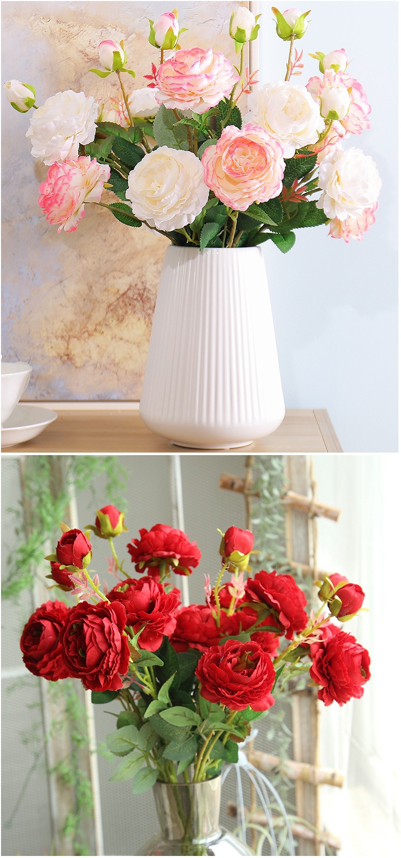 婚庆牡丹仿真玫瑰花 装饰客厅家居假花摆件布置绢花花束仿真花详情19