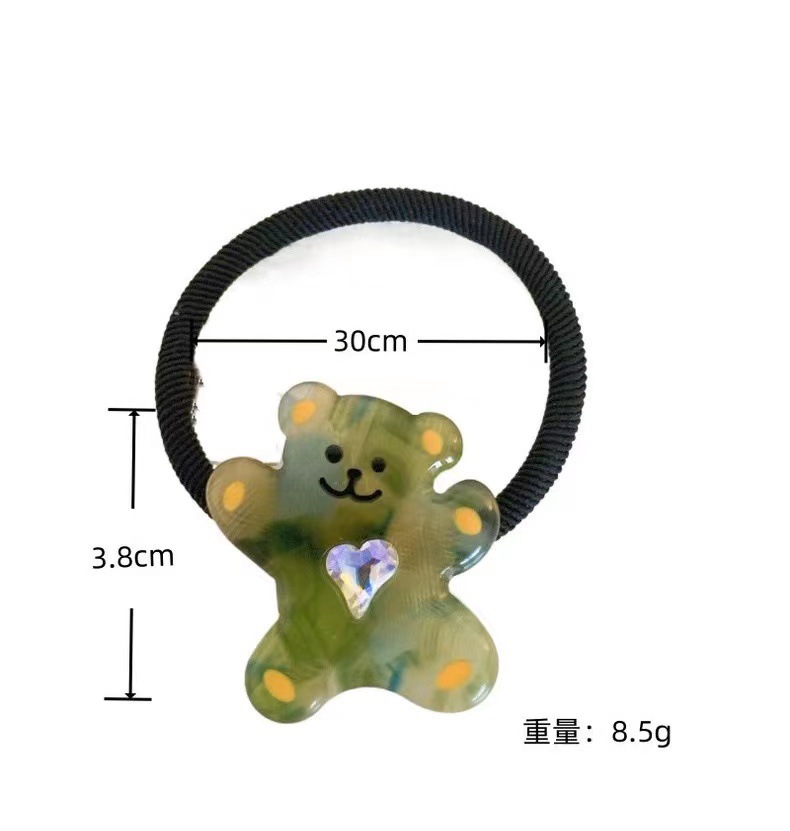 Cute cartoon bear heart diamond-encrusted hair tie long hair, colorful elastic hair tie for girls, new style for girls in 2023 pic 8
