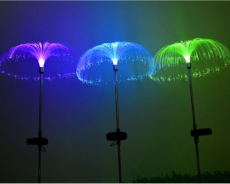 RGBled solar lights, courtyard decoration, seven-color optical fiber jellyfish lights, meteor shower atmosphere, festival lights pic 12