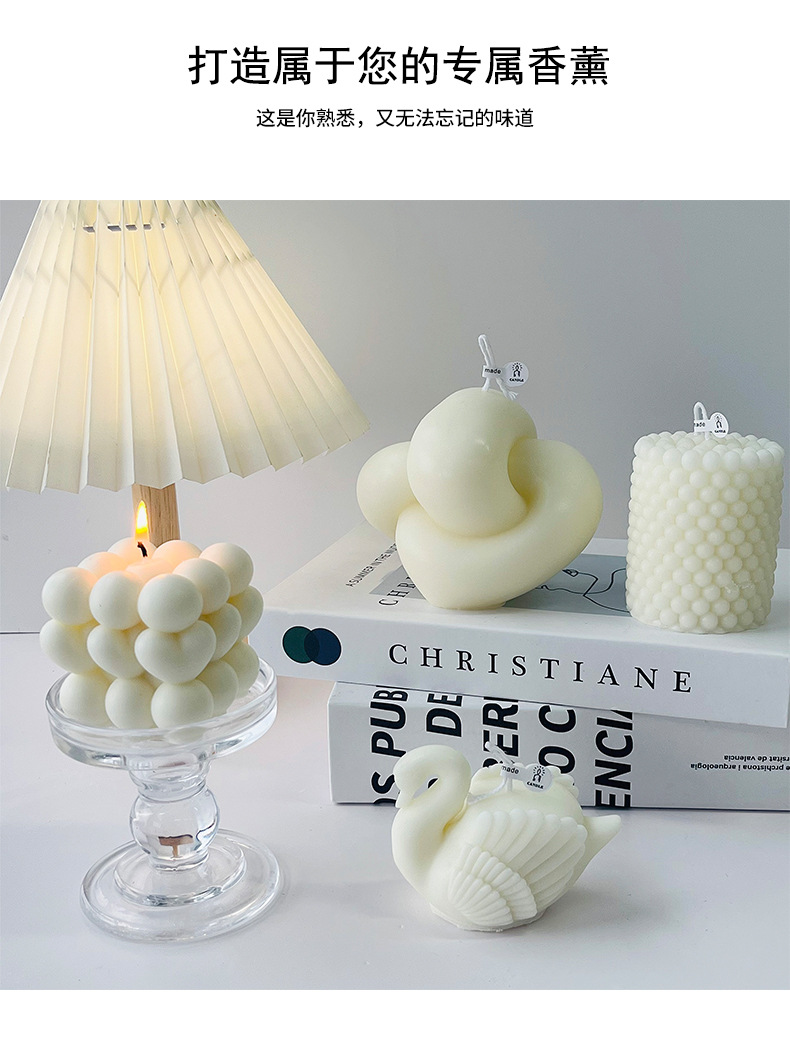 Nordic-style artistic scented candles, atmospheric home decorations, wedding arrangements, cylindrical geometric shapes, white candles pic 10